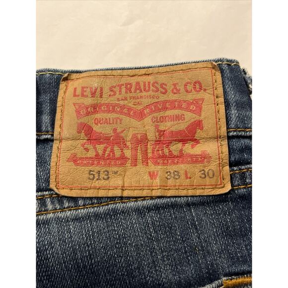 Levi’s 513 Jeans Mens 38x29 Blue Denim Outdoor Y2K Levis Travel Cotton Med Wash - Picture 3 of 10
